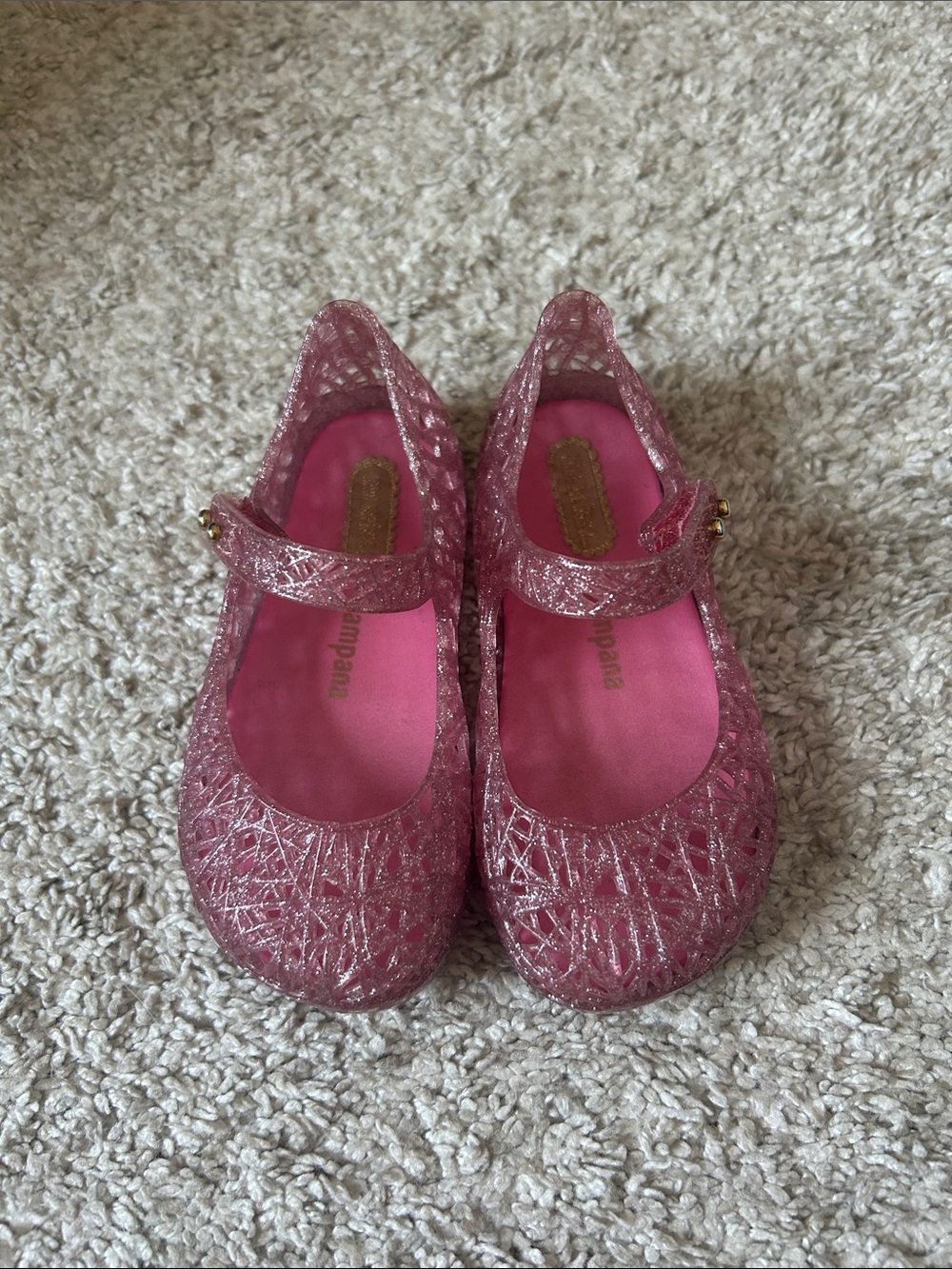 Mini Melissa Pink Glitter Mary Jane Sandals